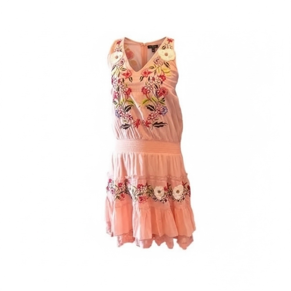 Boston Proper Pink Sleeveless Embellished Sequin Beaded Cotton Dress, Size XL